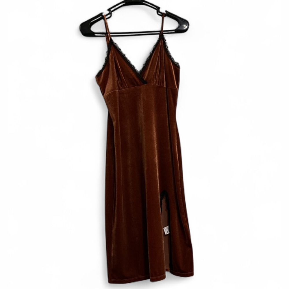 Forever 21 Copper Velvet Dress with Black Lace